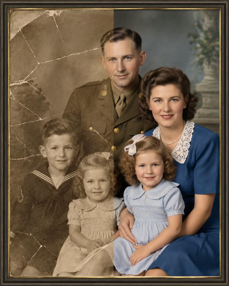Before and after photo restoration sample